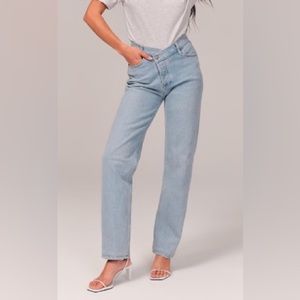 Abercombie High Rise Dad Jeans with Criss-Cross Waistband